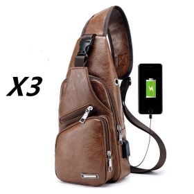 Waterproof casual one-shoulder messenger bag (Option: Light Brown3PCS)