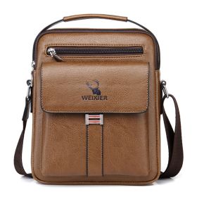 Men's Bag Breathable And Wearable Men's Shoulder Bag (Option: Plain Light Brown)