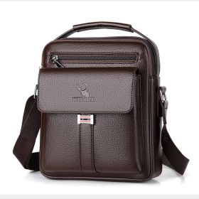 Men's Bag Breathable And Wearable Men's Shoulder Bag (Option: Litchi Grain Brown)