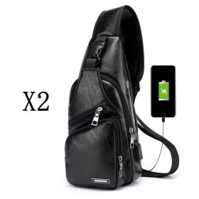 Waterproof casual one-shoulder messenger bag (Option: Black 2PCS)