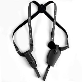 1Pc Shoulder Holster With Adjustable Straps Magazine Holder Vertical PU Leather Gun Holster For Concealed Carry Fit For M1911  Sig Sauer (Color: Black)