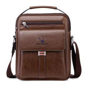 Men's Bag Breathable And Wearable Men's Shoulder Bag (Option: Plain Dark Brown)